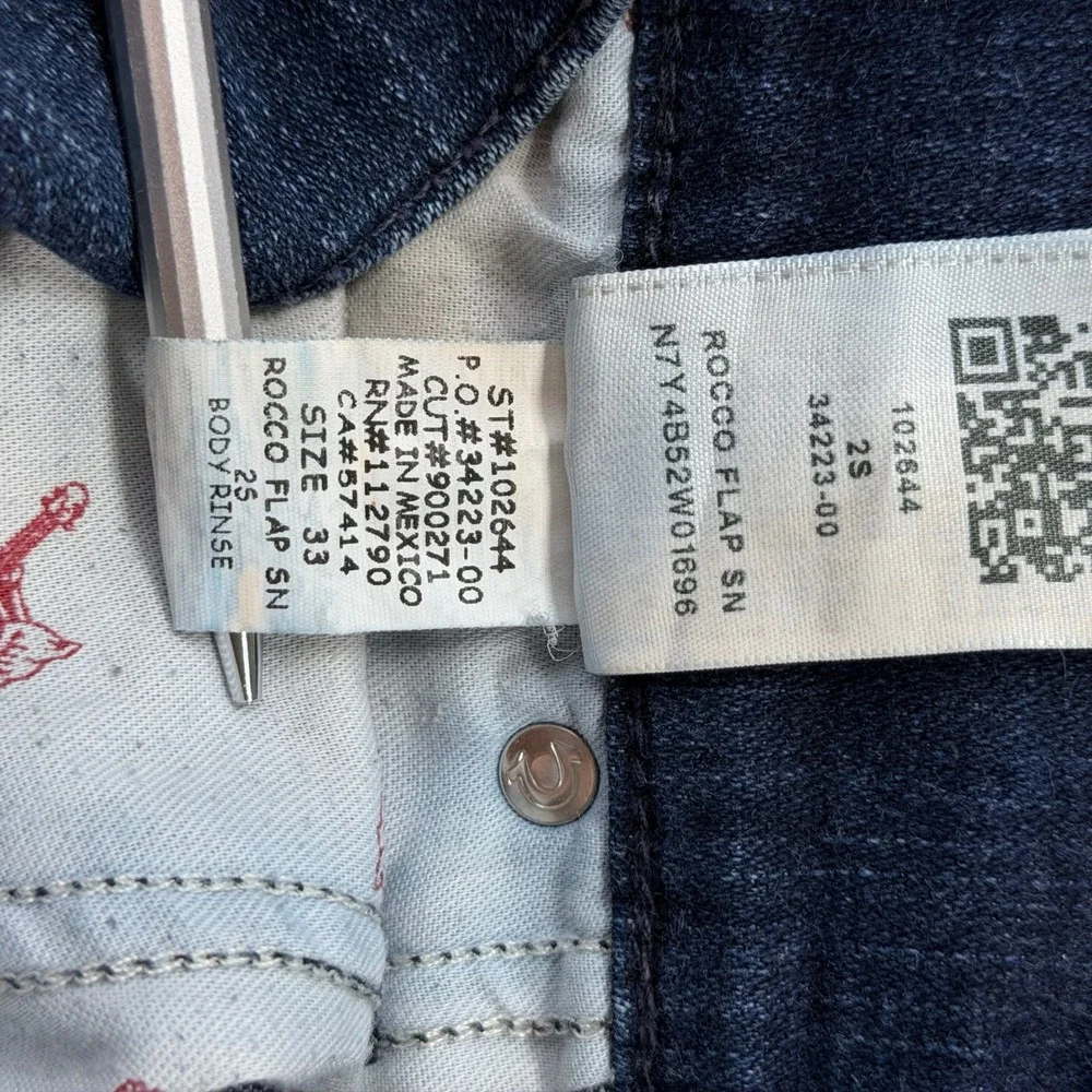 True Religion Rocco Flap Jeans Mens 33 Blue Good Relaxed Skinny N7Y4B52W01696